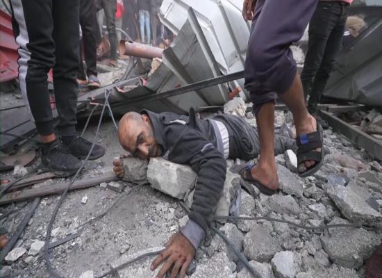 Sky News witnesses chaos of Israeli drone strike - as dead child pulled from rubble