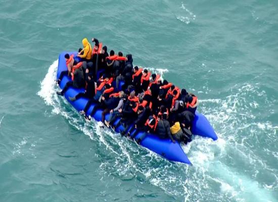 Footage shows boat carrying migrants attempting Channel crossing