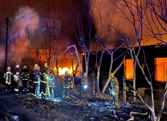 Russian 'kamikaze' drone ignites fires after hitting petrol station - killing seven, including three children, Ukraine says