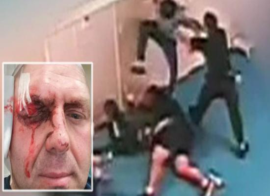 Prison guard attacked by inmates in 'harrowing' video