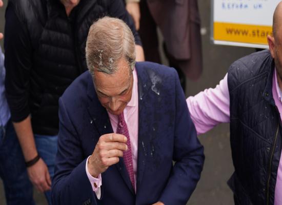 Woman, 25, charged with assault after milkshake thrown at Nigel Farage