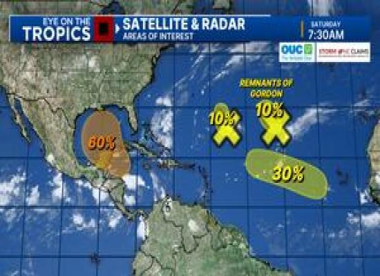 Four areas of interest monitored for storm development