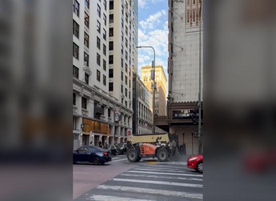 Man crashes stolen forklift into Apple store (VIDEO)