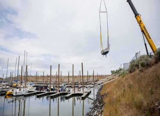 Photo gallery: ‘Crane Day’ no fun as sailboat lifted from Great Salt Lake marina