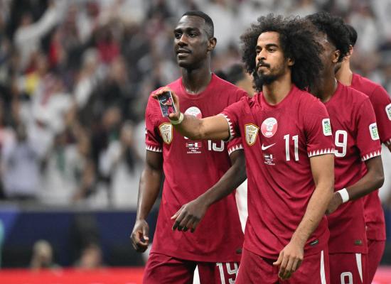 Qatar's Akram Afif celebrates goal in Asian Cup final with magic trick